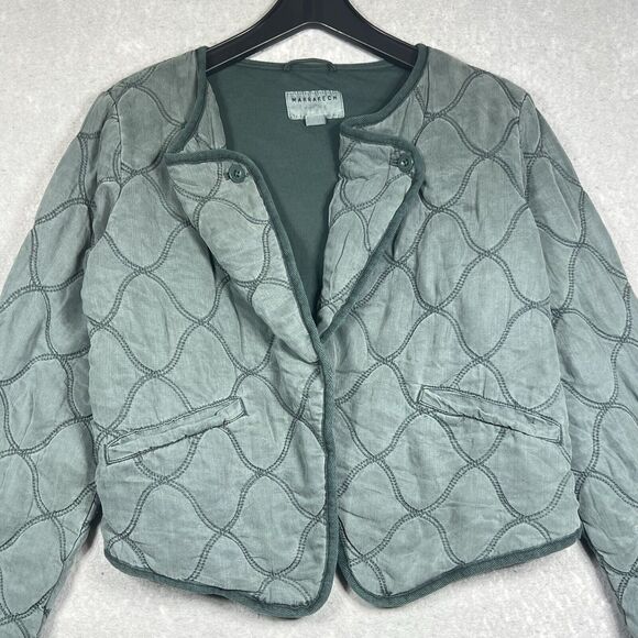 Anthropologie Marrakech Quilted Jacket Women Small Green Pheobe Asymmetrical - Picture 2 of 10